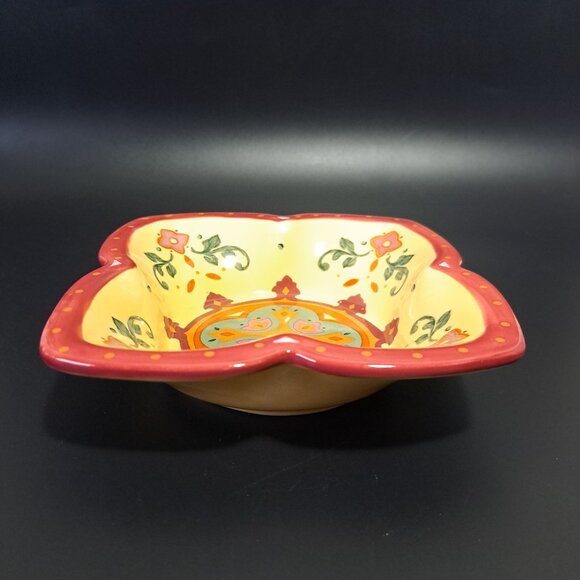 Partylite Tuscan Bohemian Spice Ceramic Candle Holder Floral Design Square - Picture 1 of 9